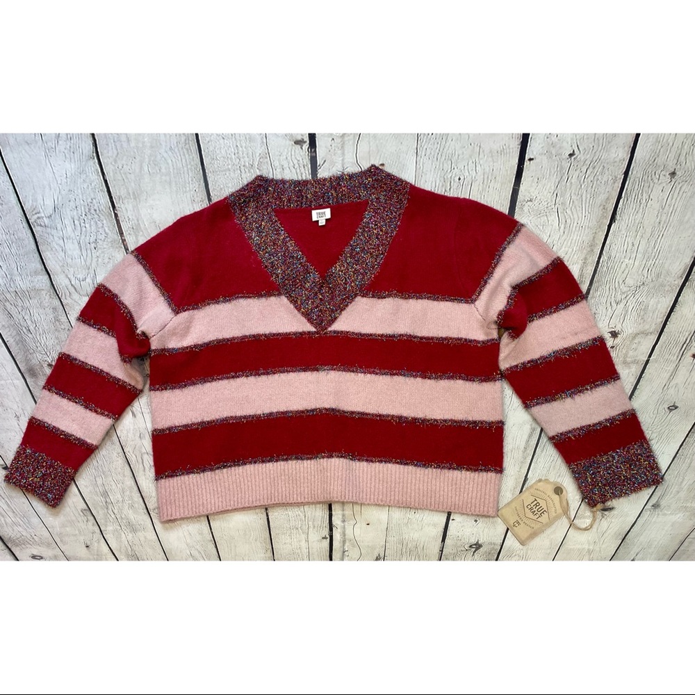 True Craft Striped Holiday Tinsel Sweater NWT! - Picture 9 of 16